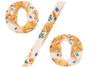 Interest, TAX, written in creative text on a background of paper money. Transparent background. PNG