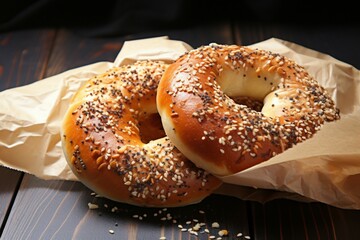 Duo of freshness two delectable bagels, a perfect breakfast pair