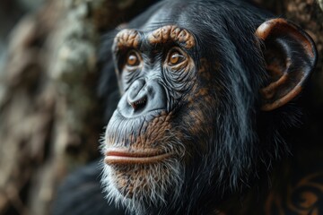 Chimpanzee in jungle, Wildlife Photography , generated with AI