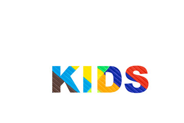 Multicolored kids plasticine, the word kids written in plasticine letters. Transparent background. PNG