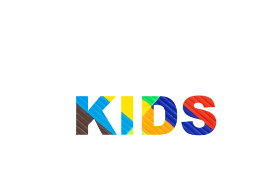 Multicolored kids plasticine, the word kids written in plasticine letters. Transparent background. PNG