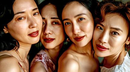 Obraz premium Group of mature Asian women standing with each other at the spa