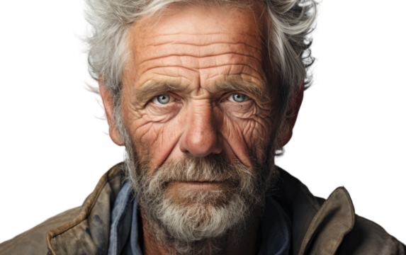 Old Boy's Resilient Spirit On Isolated Background