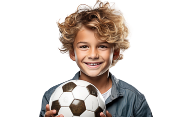 Boy with Soccer Ball On Isolated Background