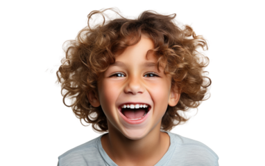 Boy's Joyful Expression On Isolated Background