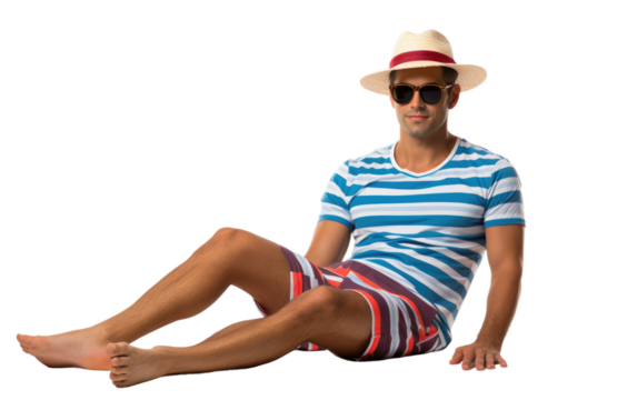 Man on the Shoreline On Isolated Background