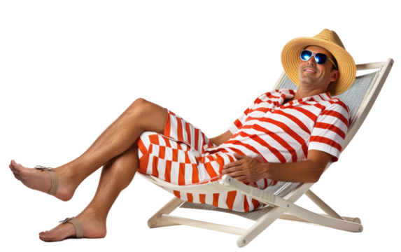 Man Striped Seaside On Isolated Background - Powered by Adobe