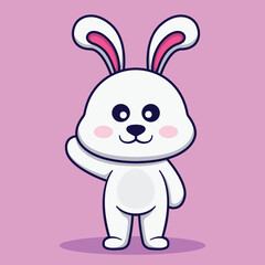 Cute Rabbit Waving Cartoon Vector Illustration