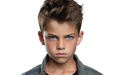 Intense Gaze of Youth On Isolated Background