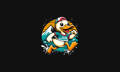 duck running on mountain vector artwork design