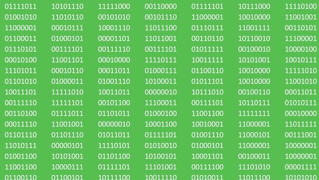 Binary digital numbers animation with a green screen background.