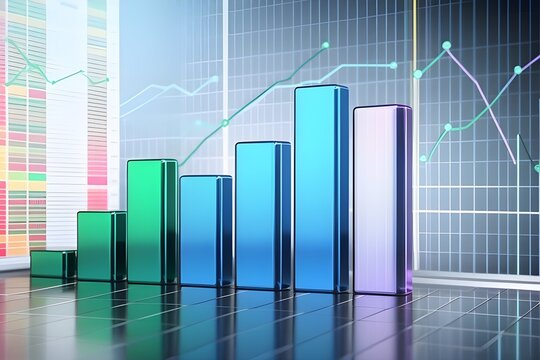 Bar chart symbolizing economic growth and wealth creation, generative AI, background image