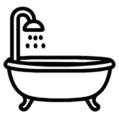 icon of a bathtub with a shower with water pouring from it