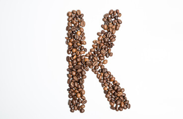 Letter K of coffee beans