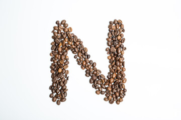Letter N of coffee beans