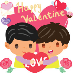 LGBTQ valentines couple lover love cute set 
