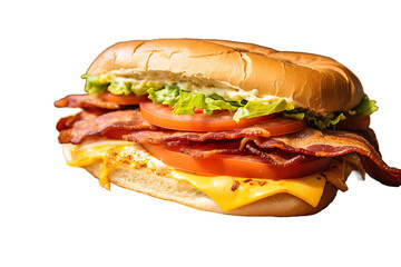 sandwich with egg, lettuce, tomato and bacon isolated on a Transparent background. Generative AI - obrazy, fototapety, plakaty