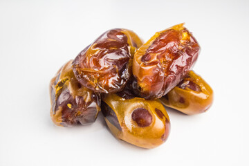 Dried dates isolated on white  background. Arabic fruit