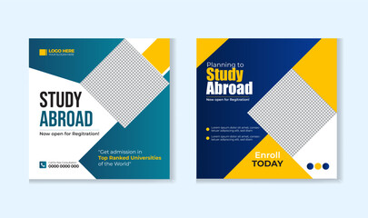 Study Abroad Social Media Post design template