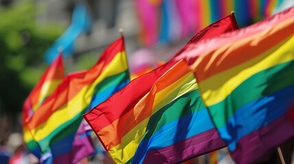 LGBTQ flags waving