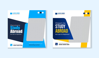 Study Abroad Social Media Post design template