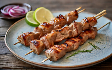 Capture the essence of Souvlaki in a mouthwatering food photography shot