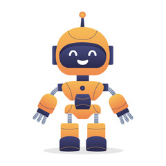 Robot, chat bot neural network, AI servers and robots technology. Set of cute robot ai character.