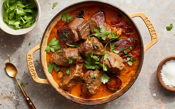 Capture the essence of Lamb Tagine in a mouthwatering food photography shot