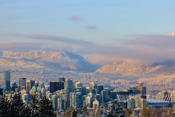 Obraz premium Scenic view of Vancouver, Canada in winter.