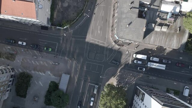 intersection city Berlin streets Germany Spectacular aerial view flight drone