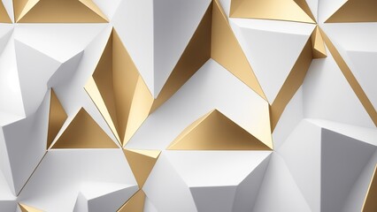 White and gold 3d triangles background