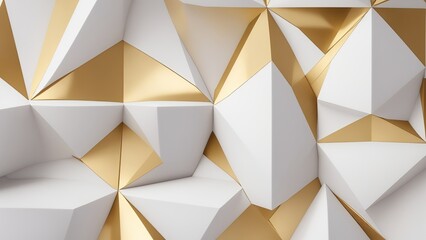 White and gold 3d triangles background