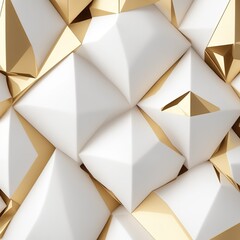 Obraz premium White and gold 3d triangles background