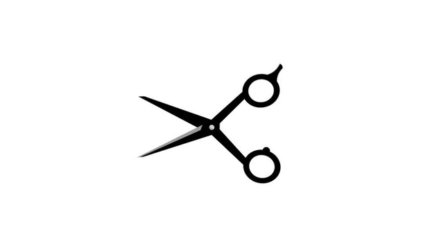 Scissors cutting seamless loop animation. Hairdresser, tailor, craftsmanship concept. Delete, cut idea