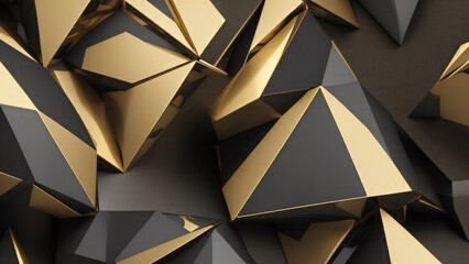 Black and gold 3d triangles background