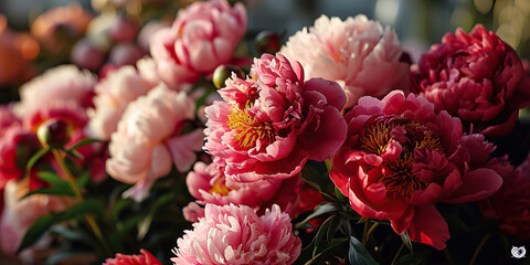 Array of Fresh Peonies, Creating a Lush and Elegant Floral Display.
