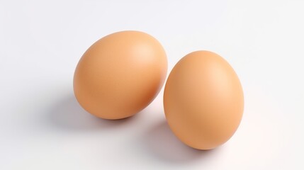 Two Eggs on White Background. Protein, Ranch Farm, Healthy Food
