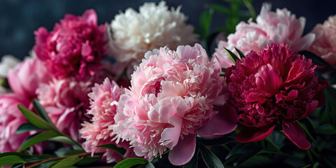 Array of Fresh Peonies, Creating a Lush and Elegant Floral Display.