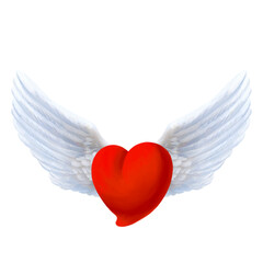 Heart in love. Heart's wings