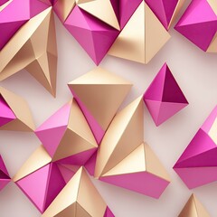 Fototapeta premium Pink and gold 3d triangles background