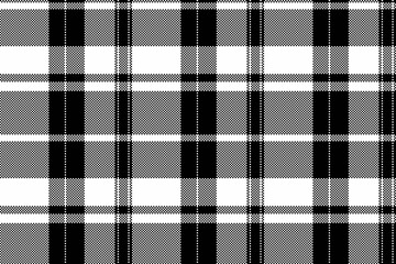 Cozy fabric check seamless, choose textile vector pattern. Net plaid background texture tartan in black and white colors.
