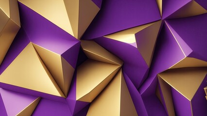 Obraz premium Purple and gold 3d triangles background