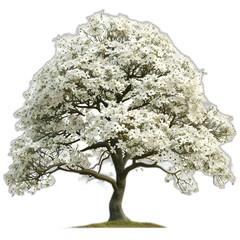 Dogwood tree isolated on transparent or white background, png
