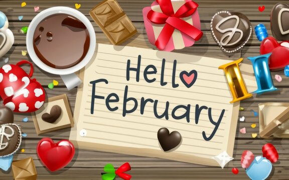 Hello February greeting card