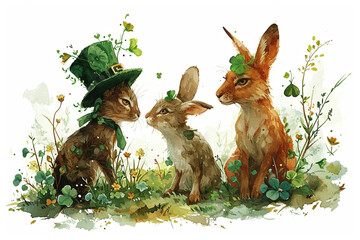 Animals in St. Patrick's Day storybook scenes