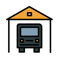 Car Parking Garage Filled Outline Icon