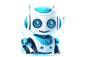cute robot cyborg modern robotic character artificial intelligence technology concept vertical on transparency generative AI 