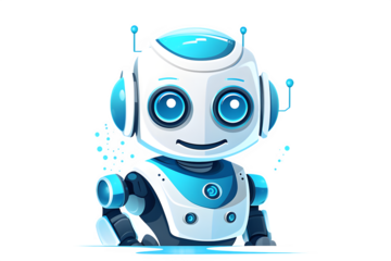 cute robot cyborg modern robotic character artificial intelligence technology concept vertical on transparency generative AI 