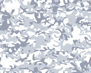 Hunter White Texture. Army Gray Canvas. Woodland Vector Camouflage. Abstract Camo Brush. Winter Camouflage. Vector Seamless Camoflage. Gray Camo Print. Blue Repeat Pattern. Winter Seamless Paint.