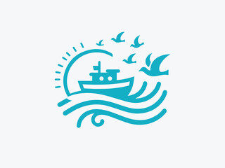 boat logo, art , vector